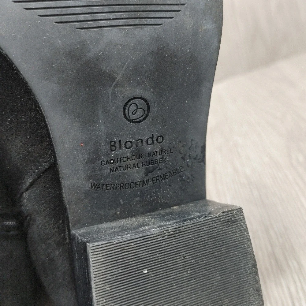 Blondo Gallo Riding Knee Boot Black Suede‎ Waterproof Block Heel 8.5 B6225